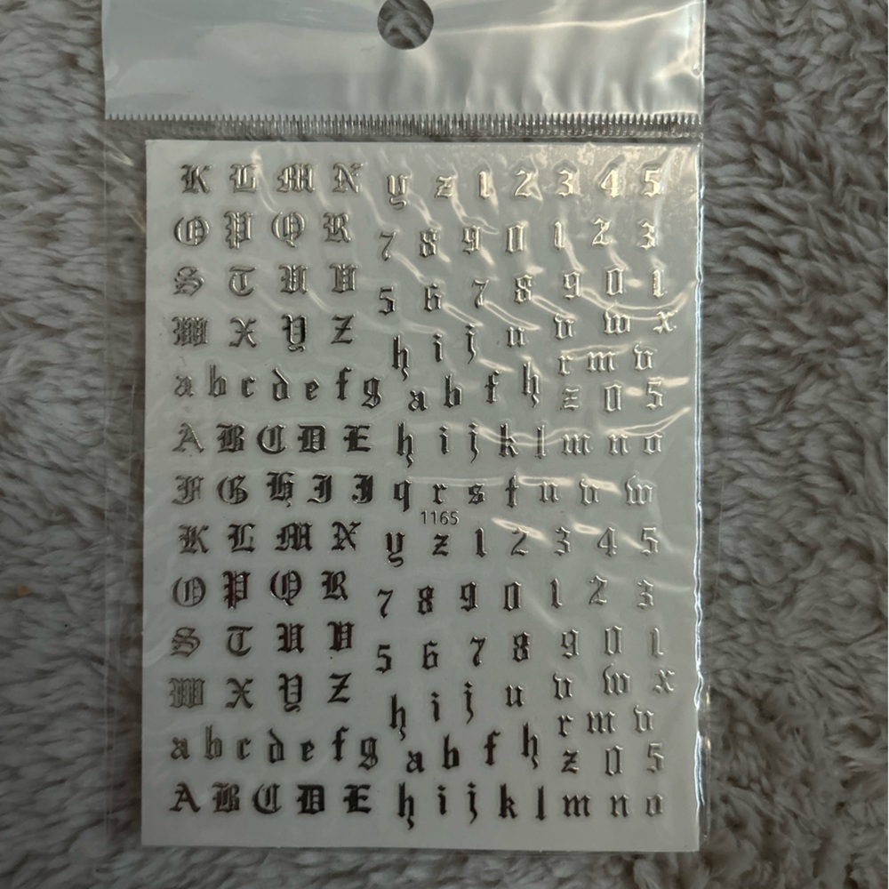 Letter and number nail stickers